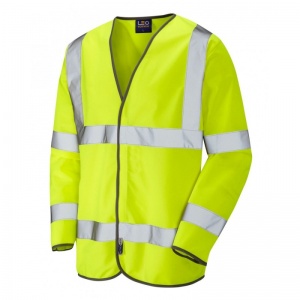 Leo Workwear EcoViz S01 Shirwell Yellow Long Sleeve Hi-Vis Vest