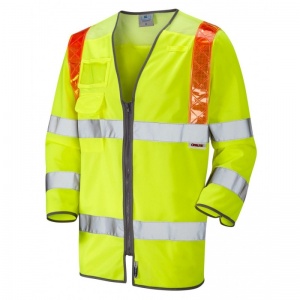 Leo Workwear S14 Taddiport Yellow Hi-Vis Vest with Braces