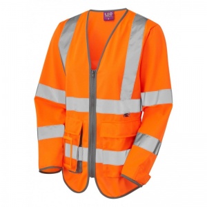 Leo Workwear SL12 Beaworthy Superior Women's Orange Sleeved Hi-Vis Vest