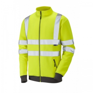 Leo Workwear SS03 Libbaton Thermal Hi-Vis Zipped Yellow Sweatshirt