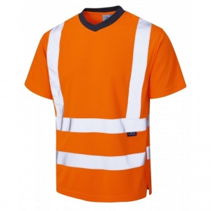 Leo Workwear T02 Braunton EcoViz Hi-Vis Orange T-Shirt