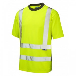 Leo Workwear T02 Braunton EcoViz Hi-Vis Yellow T-Shirt
