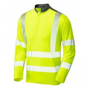 Leo Workwear T13 Watermouth Coolmax Hi-Vis Yellow Sleeved T-Shirt