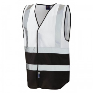 Leo Workwear W05 Pilton Dual Colour White and Black Reflective Waistcoat Vest