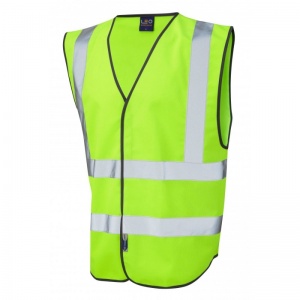 Leo Workwear W05 Pilton Lime Green Reflective Waistcoat Vest