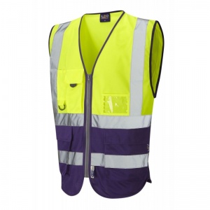 Leo Workwear W11 Lynton Dual Colour Yellow and Purple Superior Hi-Vis Vest