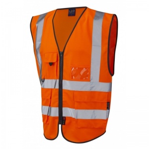 Leo Workwear W11 Lynton Superior Orange Hi-Vis Vest