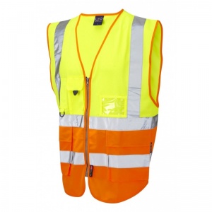 Leo Workwear W11 Lynton Superior Yellow and Orange Hi-Vis Vest