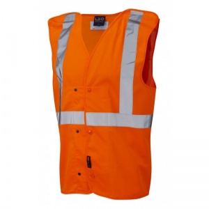 Leo Workwear W18 Chapelton Railway Orange Hi-Vis Vest with Studded Front