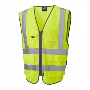 Leo Workwear W22 Barnstaple Zipped Hi-Vis Yellow Vest with Pockets