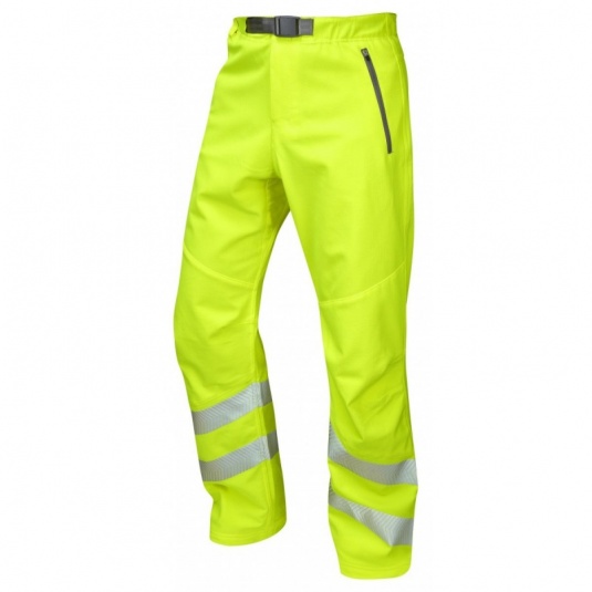 Leo Workwear EcoViz WT01 Landcross Hi-Vis Yellow Stretch Work Trousers